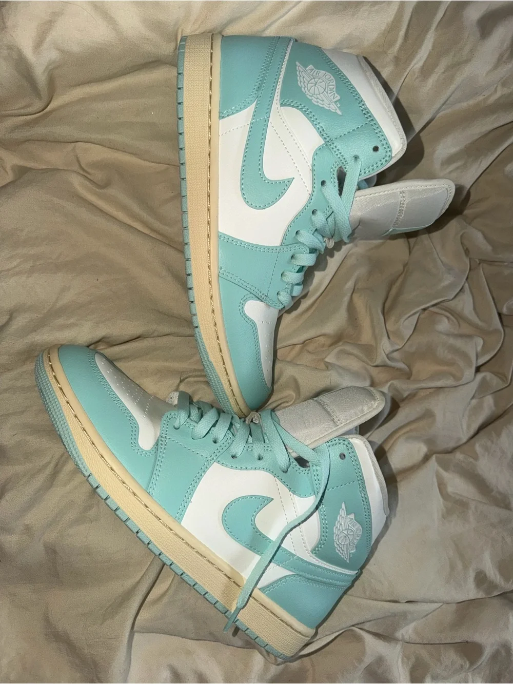 Nike Air Jordan High Top Sneakers in Mint Green & White